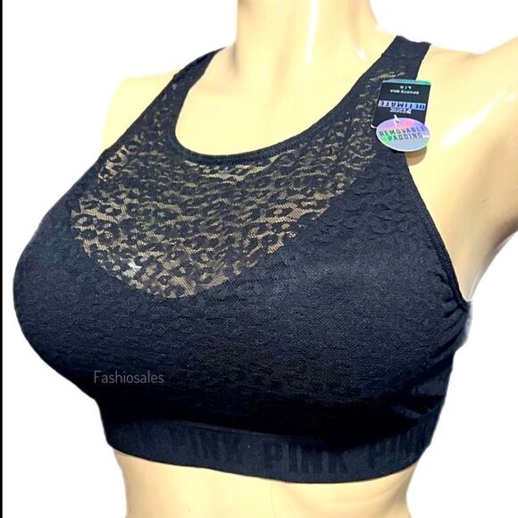 Victoria's Secret Pink Ultimate Lightly Lined Removable Padding Mesh Sport bra S - Picture 1 of 6